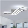 Dorlink Plafoniera LED Soffitto Moderna, 6500K Bianco Freddo Lampadari Cucina, 24W 1920LM Lampadario LED Camera da Letto, 4 Luci Plafoniera Onde Curve Argento, Lampadario Soggiorno, Ø52CM