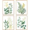 dzxnouart Set di 4 poster decorativi da parete per bagno botanico verde salvia con foglie di eucalipto, stampe moderne su tela per dormitorio e camera da letto, senza cornice (21 x 30 cm)