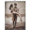 KUSTOM ART Quadro da Parete Sagomato Pescatore con Sirena tra le Braccia Stampa Artistica Vintage su Legno 25x18cm