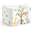 omedecal Cesto Portabiancheria Sporca Porta Giochi, 40x30x30cm - Animali Giungla | Cesta Panni Biancheria Sporchi Giochi Bambini per Bagno Camera da Letto, Salvaspazio