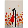 H3B8U2Y5 Siluetta di una coppia che si bacia Quadro su Tela 20x30in | Campo di fiori rossi, Stampa su Tela Ingresso, Dettaglio Floreale, Corridoio, Stile Acquerello Botanico, 20x30in