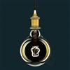 AMARCORDS - Lampadina Led dimmerabile, filamento CAPPELLO DA CHEF, luce calda 2700K, vetro ambrato tipo globo, E27, 4W