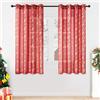 MRTREES Tenda Moderna con Occhielli Tende Natale Soggiorno Rosse Tenda Semioscurante con motivo pupazzo di neve dorato 2 Pezzi,140 X 160 cm