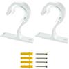 SLIVERBA 2 Staffe Regolabili per Tende, Supporto per Tende in Metallo, Ganci per Tende da 23-28 mm, Resistenti in Lega di Alluminio, Supporto per Asta di Fissaggio con Viti per Tende o Guardaroba (Bianco)