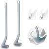MultiValue 2 scopino per WC con testa da golf, manico golf, scopino per WC con ganci, in silicone, per capelli non appiccicosi, pulizia profonda a 360° (grigio)