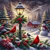 CQHK Diamond Painting Natale con Cardinale Rosso e Paesaggio Invernale, Pittura Diamanti Adulti Fai da Te Principianti, Quadro Diamond Art per Decorazioni Natale Casa e Regalo, Kit Creativo, 30 x 30 cm