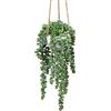 Oairse Filo di perle artificiali da appendere, 35 cm, piante grasse finte in vaso bianco, piante da appendere per interni, decorazione da parete per casa, bagno, ufficio, mensola boho