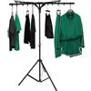 BAOYOUNI Stendibiancheria da Pavimento Stendino con 4 Bracci per Hanger | Verticale Salvaspazio Pieghevole Altezza Estensibile 96,6-158cm, Portatile per Esterno Interno Balcone Lavanderia, Nero
