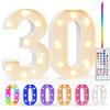 Ledido Lampada a LED con numeri illuminati a 35 colori, numeri 30 | Numeri luminosi a LED con telecomando, dimmerabile, decorazione per feste di compleanno, decorazione per matrimoni
