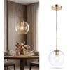 B·LED BARCELONA LED BARCELONA LED Lampada Sospensione Cleire E27 Cristallo Oro | Sfera Trasparente, Metallo Dorato, Cavo Regolabile, Sala Da Pranzo, Camera, Decorativa