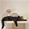 Generic Scultura moderna geometrica a forma di gatto sdraiato nero e bianco; statuetta unica per scrivania da ufficio
