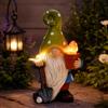 Yeomoo Gnomi da giardino con fungo e farfalla, lampade solari per esterni | Nano da giardino solare divertente con pala, resistente alle intemperie, decorazione per giardino, balcone, terrazza
