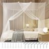 PUERHUACI - Zanzariera a letto doppio, con kit di installazione, bianco, poliestere, 150 x 180 x 195 cm, classico
