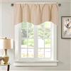 SMITHOOM Mantovana Classico Tinta Unita Corta Tenda a Pacchetto per Cucina Camera da letto Balcone Lavanderia 132x46cm Beige