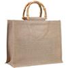 LNNXSZ Borsa Juta Borsa tote da donna in tela di iuta Borsa da spiaggia retrò Manico in bambù Borsa a tracolla da spiaggia in lino Borsa con manico superiore Borse for la spesa riutilizzabili alla moda Borsa