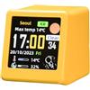 Ausi Stazione meteorologica da tavolo intelligente Wi-Fi, animazioni GIF fai da te, aggiornamenti meteo accurati, decorazione da tavolo, mini orologio digitale (giallo)
