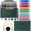 Taurion Set di 13 paia di ferri da maglia circolari intercambiabili: multicolore, 10 cm, alluminio anodizzato, lavorazione di alta qualità, intercambiabili, 3-10 mm, in alluminio, con custodia per