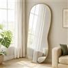 KARAT Specchio da parete Serena, specchio organico per tutto il corpo, 60 × 120 cm, vetro temperato con pellicola di sicurezza, cornice in alluminio effetto legno, fissaggio incluso