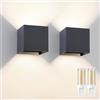 SYZM light 2 Pezzi G9 Applique da Parete Esterno/Interno con Lampadina Sostituibile IP65 impermeabile Lampada da Esterne Alluminio Angolo del Fascio Regolabile Quadrato Cubo 10CM Antracite, 4000K Luce Naturale