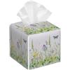 Myfsucce Simpatico porta fazzoletti quadrato in pelle con motivo floreale con farfalle e fiori, impermeabile, decorazione per bagno, soggiorno e camera da letto