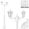 hofstein Lampada da esterni Loria, lampada da sentiero in metallo/vetro smerigliato di colore bianco, candelabro a 2 luci, effetto antico, altezza max. 200 cm, illuminazione da giardino IP44, 2 lampadine E27,
