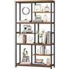 HOOBRO Libreria a 7 Livelli con 4 Piedini Regolabili, Scaffale Portaoggetti in Metallo, Libreria Verticale per Soggiorno e Studio, 100 x 28 x 180 cm, Marrone Vintage e Nero EBF06SJ01
