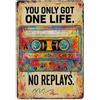 TMAHENG Vinyl Record-You Only Live Once, No Replays Targa in metallo vintage con scritta Man Cave Home Bar Pub, Decorazione da Parete 20,3 x 30,5 cm