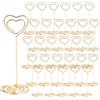 MisFun 30 segnaposto da 85 mm, a forma di cuore, colore oro | Supporto per foto con mollette, in metallo, per matrimoni, anniversari, feste