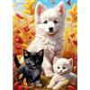 QENSPE Animale Pittura Diamante 5D DIY Diamond Painting Kit per Adulti, Gatti e Cani Rotondo Diamond Painting Ricamo Kit Completo, Punto Croce Strass Artistica Parete da Letto Decor 30x40cm WX8703
