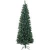 HOMCOM Albero di Natale Artificiale 210cm con 687 Rami Slim Alto Verde | Albero di Natale Stretto, Base Pieghevole
