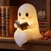Jonuin Lampada da Lettura Fantasma, Luce Notturna LED Statua 3D in Resina 21,8 Cm, Decorazione di Halloween Senza Fili, Lampada d'Atmosfera per Scaffale, Soggiorno e Camera, Idea Regalo per Amanti di Libri