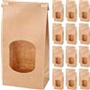 FARYODI 25 sacchetti in carta kraft con finestrella trasparente, marrone, 17 x 9 x 6 cm, per bomboniere, noci, chicchi di caffè, foglie di tè, spezie, sacchetti di carta marrone, per matrimoni, Natale, regali