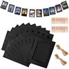 HJYIMYI 20 Pezzi Cornici di Carta per Foto, 11.4x15.4cm Cornice Portafoto in Kraft | Cornici in Carta Nera, con Clip di Legno e Corda di Canapa, per Foto, Per Casa, Scuola, Ufficio, Feste di Compleanno