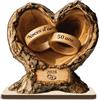 Cadeau Plus [Decorazione piatta 2D - Targa in legno] Cadeau Plus Targa in legno con supporto piatto - Nozze d'oro - Regalo coppia, cuore in legno, regalo per 50 anni di matrimonio nozze d'oro
