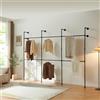 [en.casa] Stand Appendiabiti Industriale da Parete Armadio Aperto Organizzatore Guardaroba a Muro con Barra Asta Porta Abiti in Acciaio 222x296x31 cm Camera da Letto Ingresso - Nero
