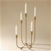 Perfnique Candelabro in ferro a 5 candele, 43 cm, in ottone anticato dorato, forgiato a mano, portacandele in oro fuso per matrimoni, eventi, Natale e cene, centrotavola decorativo