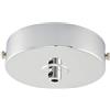 ElekTek Rosone da soffitto piatto con diametro 100 mm con staffa cinturino e serracavo. Ideale per lampadine a sospensione vintage a filamento. Finiture metalliche e verniciate a polvere Cromo