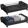 SOONHUA 2 contenitori sotto il letto con ruote, cassettiera sotto il letto, contenitore con supporto in metallo, coperchio trasparente, per vestiti, copriletti, giocattoli, scarpe, 80 x 44 x 16 cm