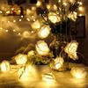 HAOSHICS Stringa di luci a batteria, a forma di rosa, per Natale, San Valentino, matrimoni, feste, decorazione per interni e giardini (rosa bianca, 3 m, 20 LED)