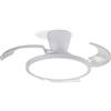 Azabak Ventilatore da soffitto con luce LED, 3 pale pieghevoli trasparenti, motore DC, 6 velocità, telecomando e app, ø90 cm aperto, 40 cm chiuso. Modalità Estate/Inverno, Timer, 3 tonalità di luce, bianco