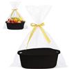 HcvGcm Cesto regalo vuoto, grande cesto regalo con fiocco giallo e sacchetto di plastica, cestino per regali e cesto di presentazione vuoto, ideale per cestino regalo per bambini e idee regalo versatili