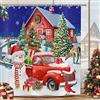 Hnmdmyi Tenda da doccia Natale 180x200, Pupazzo di neve albero di Natale cervo rosso camion regalo fattoria inverno vacanza felice anno nuovo tenda da bagno impermeabile poliestere tessuto lavabile