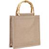 LNNXSZ Borsa Juta Borsa tote da donna in tela di iuta Borsa da spiaggia retrò Manico in bambù Borsa a tracolla da spiaggia in lino Borsa con manico superiore Borse for la spesa riutilizzabili alla moda Borsa