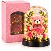 ENERGY GROUP ONLINE Orso Rosa con Rosa Eterna e Luci LED sotto Cupola - Idea Regalo Romantica per San Valentino, Natale, Anniversari e Festa della Mamma