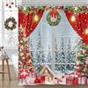 Hnmdmyi Tenda da doccia Natalizia 120x200, Inverno Albero di Natale Finestra Neve Scena Pineta Vacanze Capodanno Impermeabile Tessuto in poliestere Lavabile Tenda da bagno con ganci