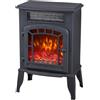 EDlike elettrica da 2 kW a libera installazione con effetto fiamma a LED, termoventilatore portatile per la casa, stile camino, potenza regolabile 1000W/2000W, soluzione di riscaldamento Nero