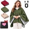 Generic Scialle Riscaldato USB Donna, Coperta Riscaldante con Cerniera (Verde) | 3 Livelli di Riscaldamento,Poncho in Pile Face in Morbida Maglia,Coperta Riscaldante Indossabile per Divano Sofà B