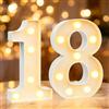 HUXINUP Lampada a LED con numeri illuminati, numeri 18, lettere luminose per 18° compleanno, per ragazzi e ragazze, per feste di compleanno, decorazione per matrimoni