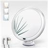 Feel Your Bath Specchio ingranditore x10 Ø20 cm LED, 3 tonalità di luce, ricaricabile, ventosa, rotazione 360 Installazione facile