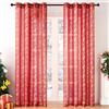 MRTREES Tende per Interni Tenda Natale Soggiorno Rosse Tende Semioscuranti con Occhielli 2 pezzi,con motivo pupazzo di neve dorato,140 X 240 cm